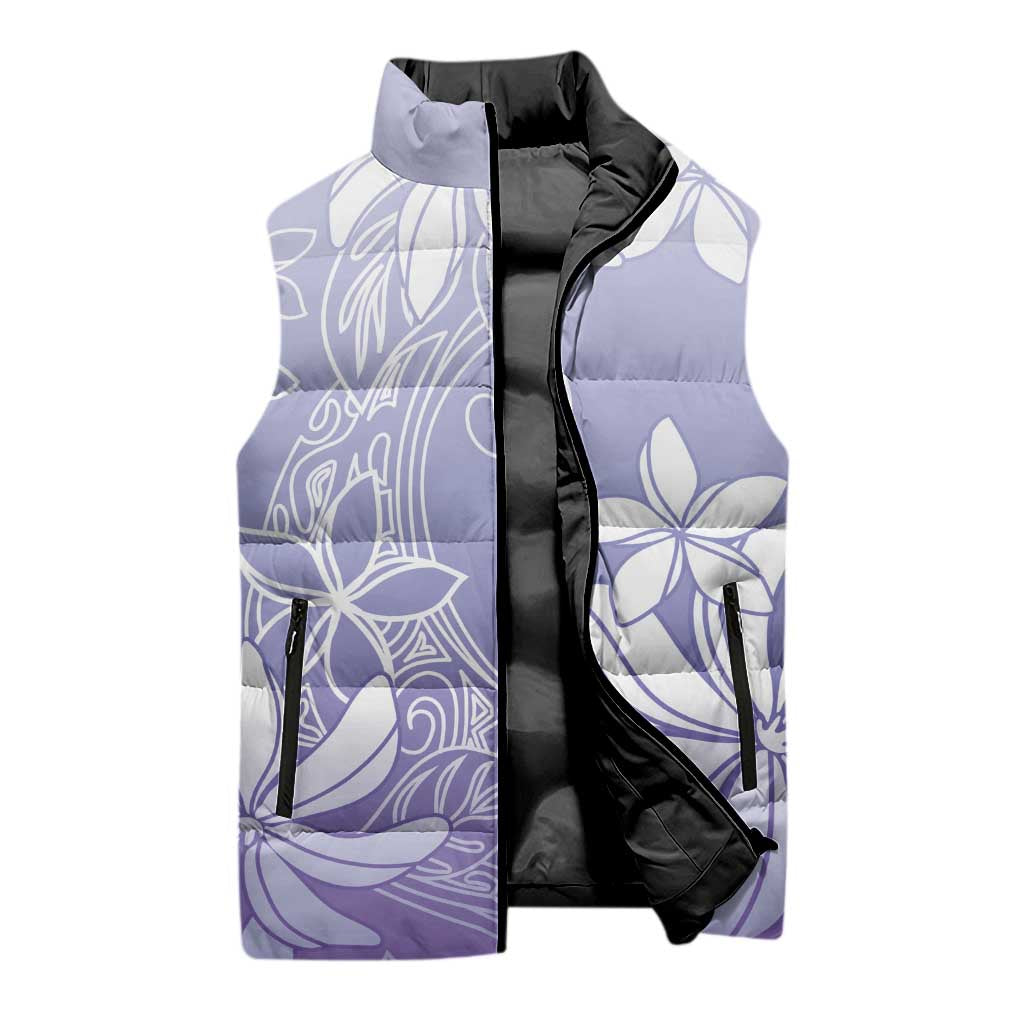 Tiare Tahiti Sleeveless Puffer Jacket Purple Polynesia Motifs - Polynesian Pride