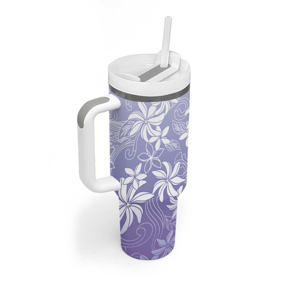 Tiare Tahiti Tumbler With Handle Purple Polynesia Motifs - Polynesian Pride