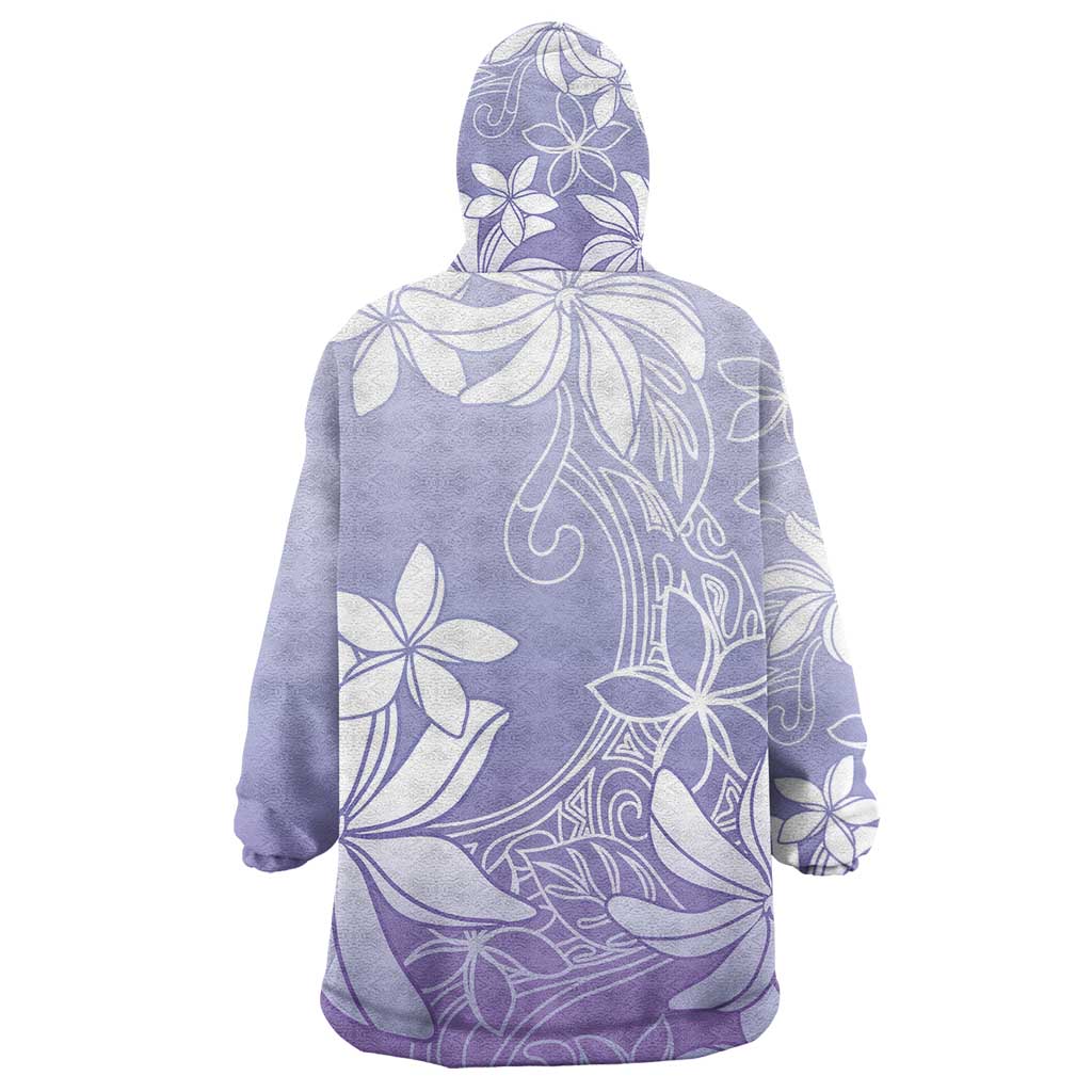 Tiare Tahiti Wearable Blanket Hoodie Purple Polynesia Motifs - Polynesian Pride