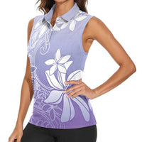 Tiare Tahiti Women Sleeveless Polo Shirt Purple Polynesia Motifs - Polynesian Pride