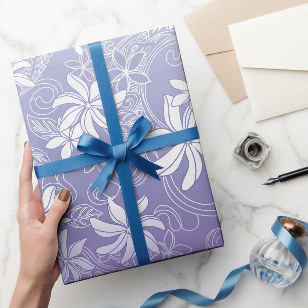 Tiare Tahiti Wrapping Paper Purple Polynesia Motifs - Polynesian Pride