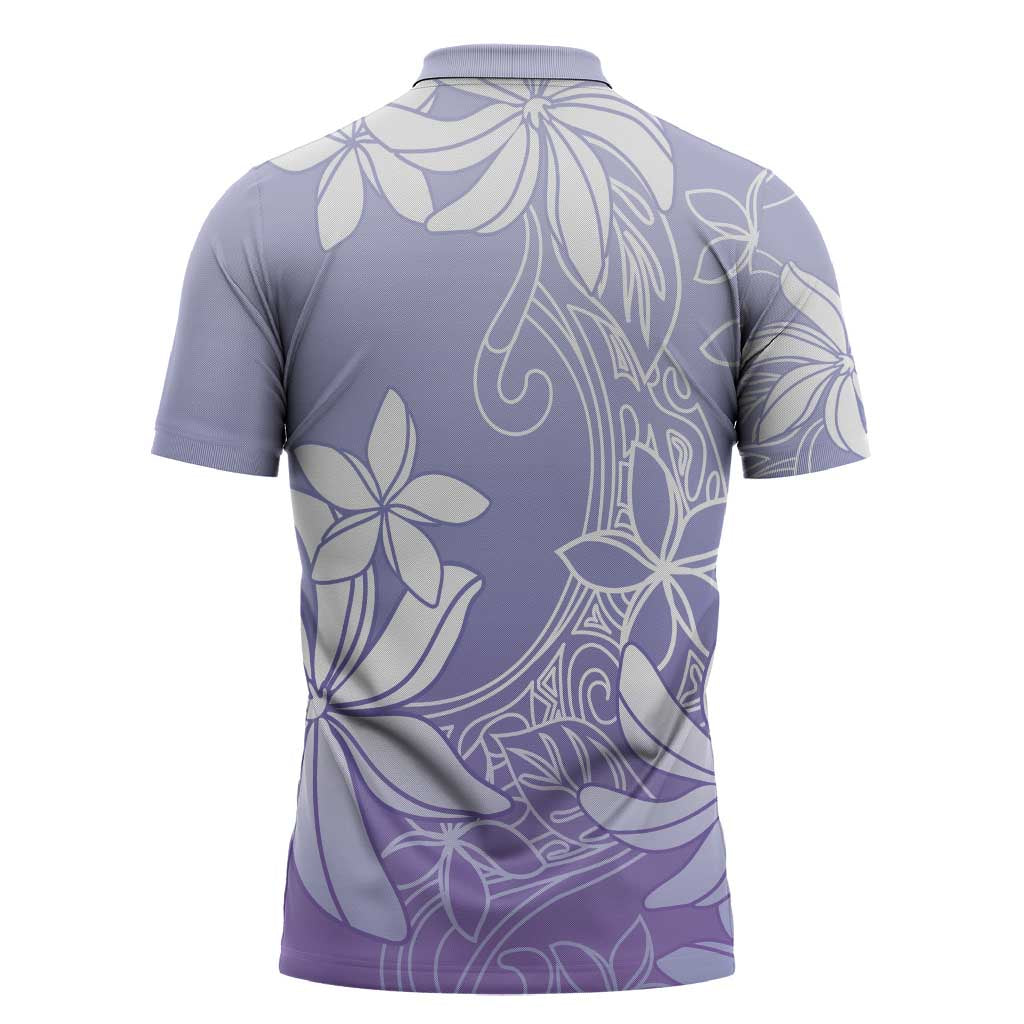 Tiare Tahiti Zipper Polo Shirt Purple Polynesia Motifs - Polynesian Pride