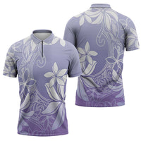 Tiare Tahiti Zipper Polo Shirt Purple Polynesia Motifs - Polynesian Pride