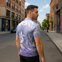 Tiare Tahiti Zipper Polo Shirt Purple Polynesia Motifs - Polynesian Pride