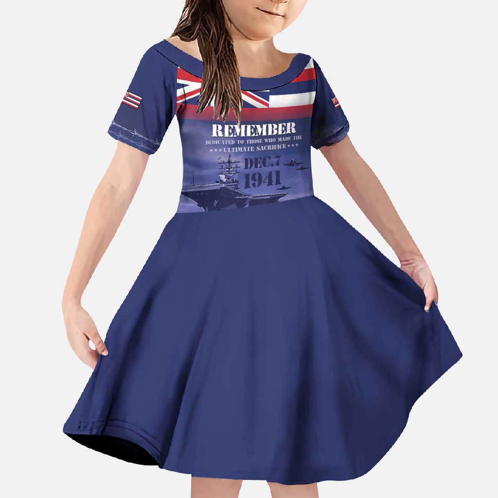 Hawaii Pearl Harbor Remembrance Day Family Matching Long Sleeve Bodycon Dress and Hawaiian Shirt Flag Style