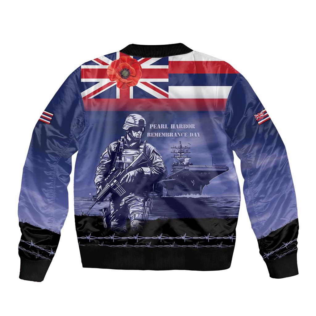Hawaii Pearl Harbor Remembrance Day Sleeve Zip Bomber Jacket Flag Style