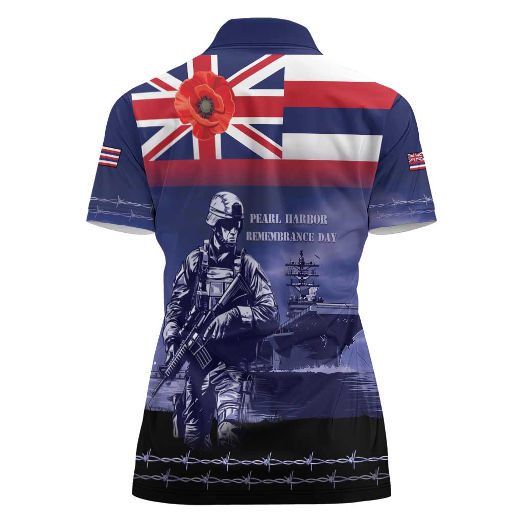 Hawaii Pearl Harbor Remembrance Day Women Polo Shirt Flag Style LT05 - Polynesian Pride