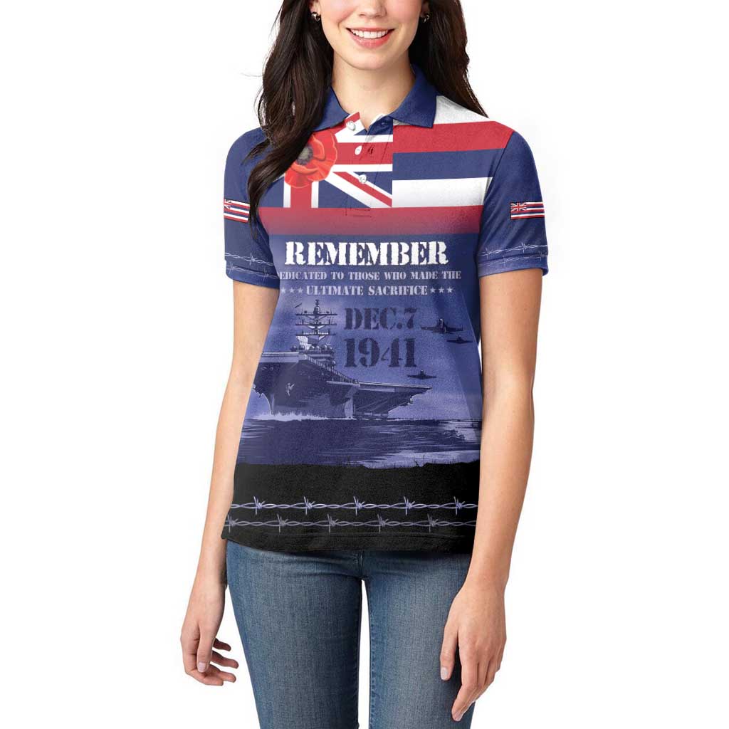 Hawaii Pearl Harbor Remembrance Day Women Polo Shirt Flag Style LT05 - Polynesian Pride