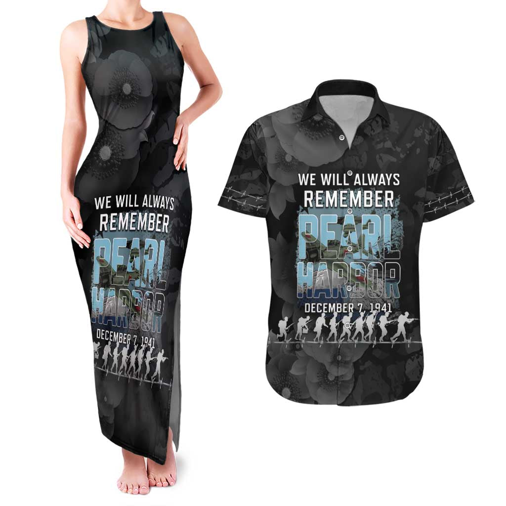 Personalized Pearl Harbor Remembrance Day Couples Matching Tank Maxi Dress and Hawaiian Shirt We Will Always Remember