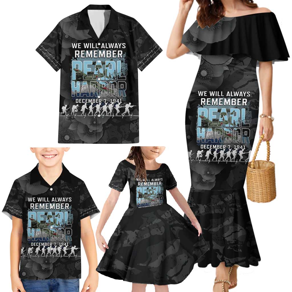 Personalized Pearl Harbor Remembrance Day Family Matching Mermaid Dress and Hawaiian Shirt We Will Always Remember