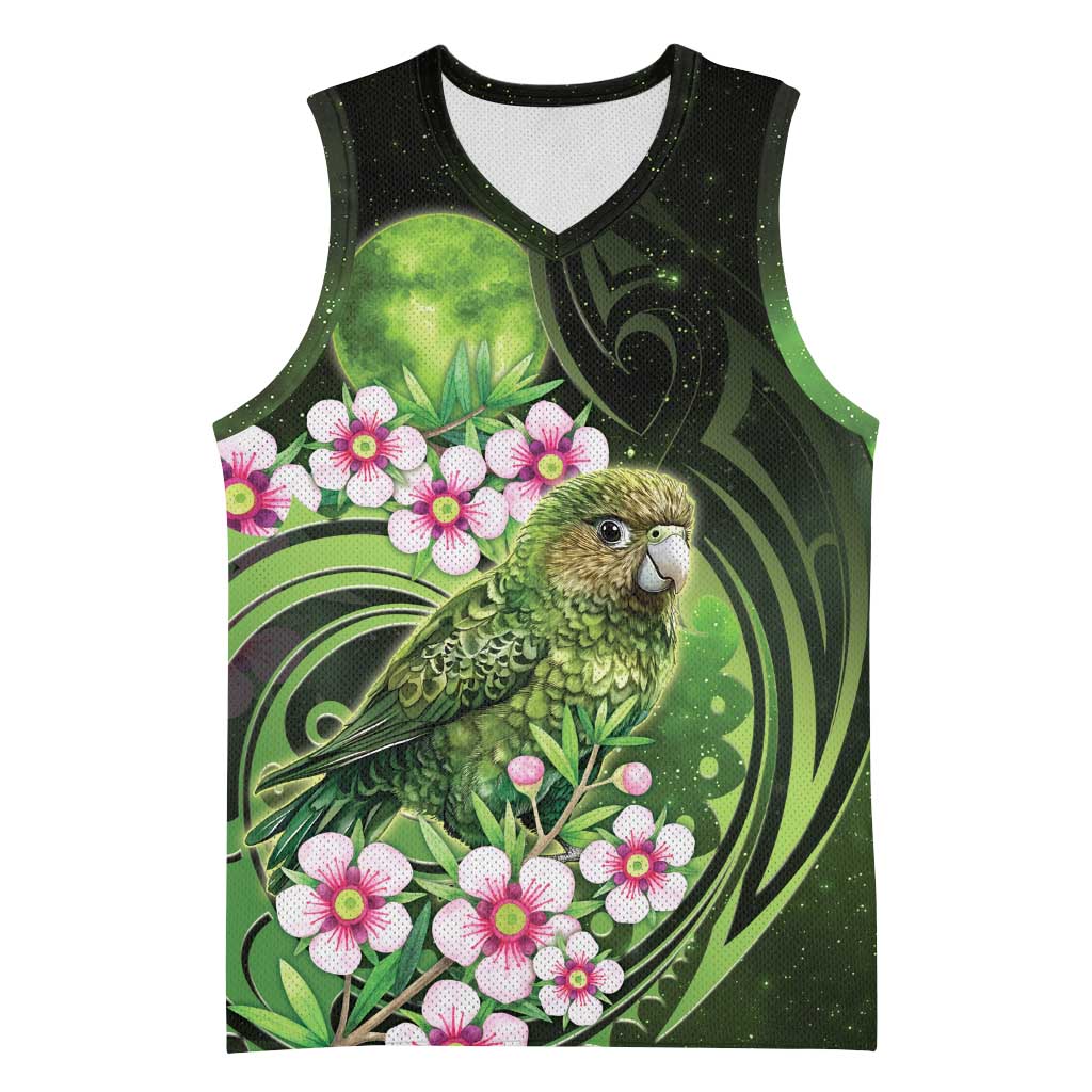 New Zealand Aotearoa Kakapo Basketball Jersey Maori Pattern With Manuka Galaxy Style - Polynesian Pride