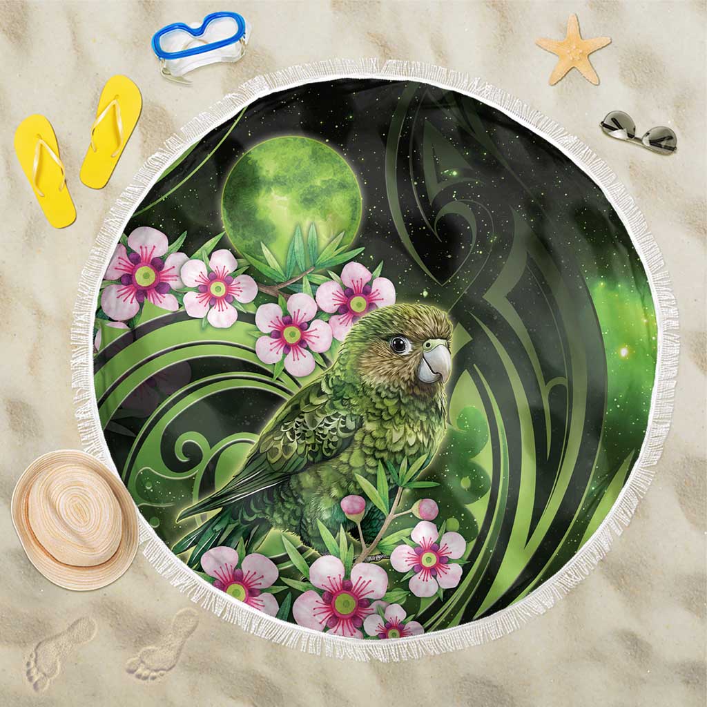 New Zealand Aotearoa Kakapo Beach Blanket Maori Pattern With Manuka Galaxy Style - Polynesian Pride