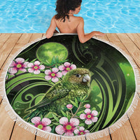 New Zealand Aotearoa Kakapo Beach Blanket Maori Pattern With Manuka Galaxy Style - Polynesian Pride