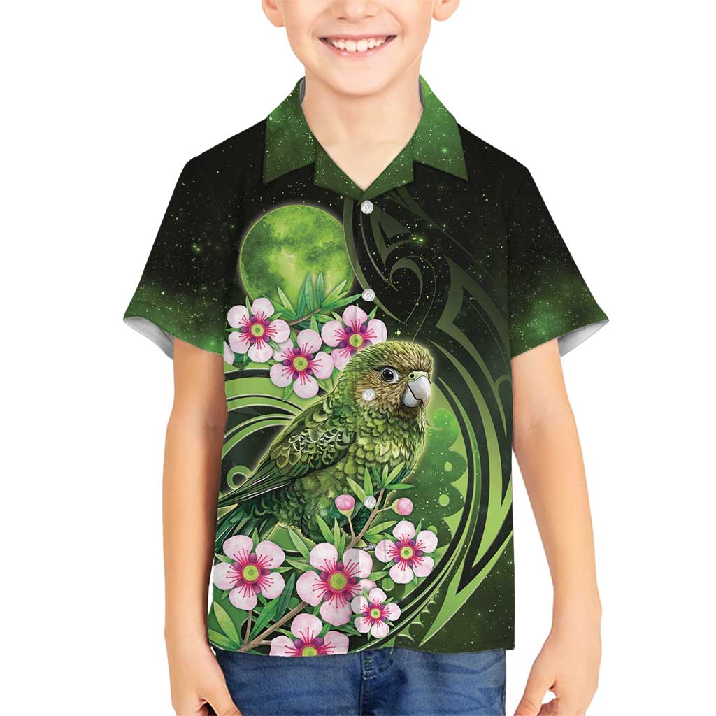 New Zealand Aotearoa Kakapo Family Matching Summer Maxi Dress and Hawaiian Shirt Maori Pattern With Manuka Galaxy Style - Polynesian Pride