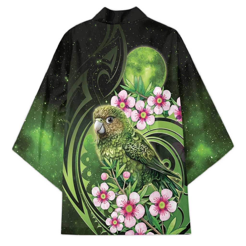New Zealand Aotearoa Kakapo Kimono Maori Pattern With Manuka Galaxy Style - Polynesian Pride