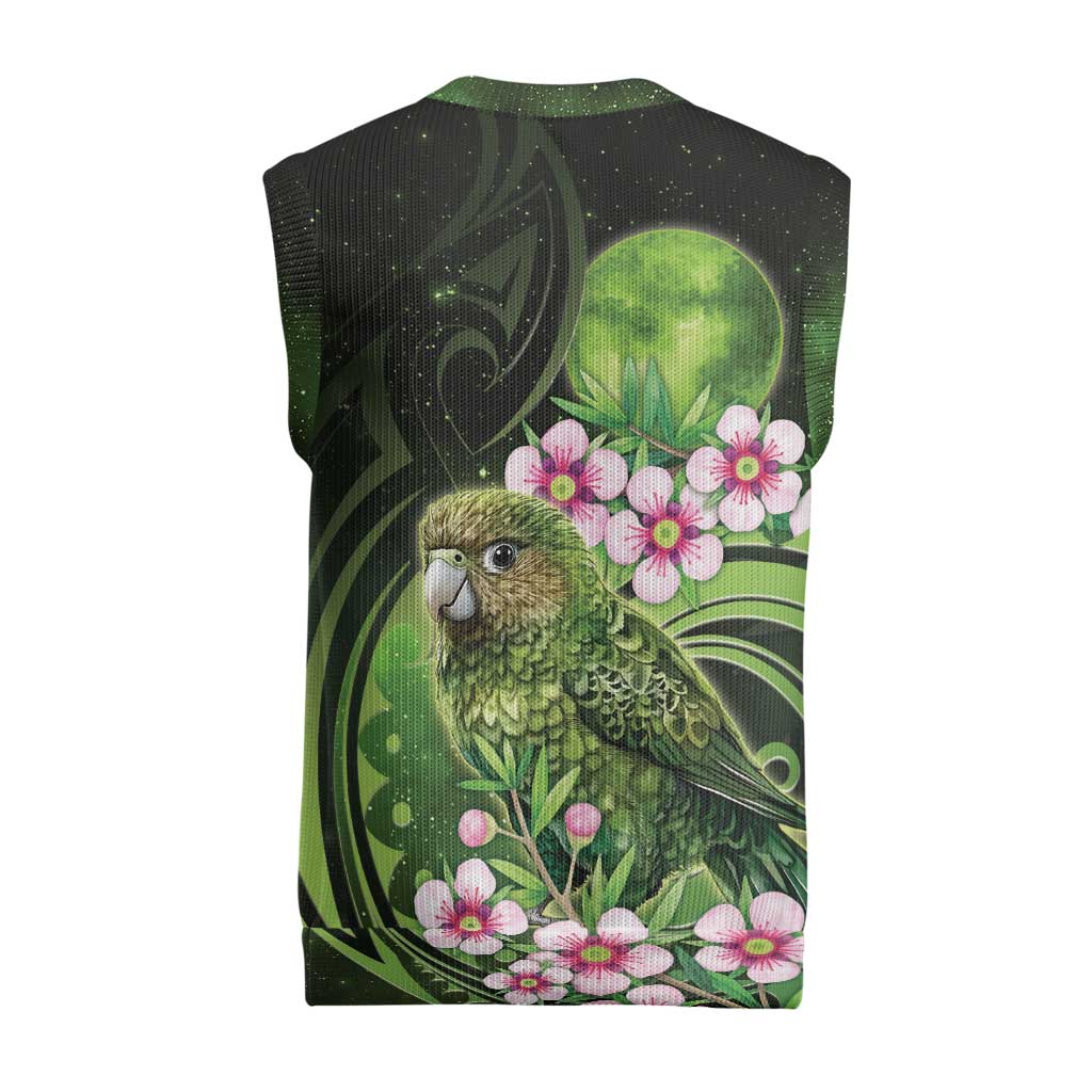 New Zealand Aotearoa Kakapo Christmas Knitted V-Neck Vest Maori Pattern With Manuka Galaxy Style - Polynesian Pride