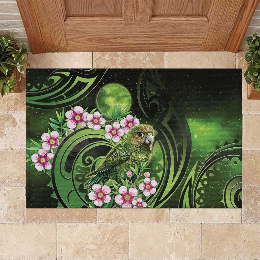 New Zealand Aotearoa Kakapo Rubber Doormat Maori Pattern With Manuka Galaxy Style - Polynesian Pride
