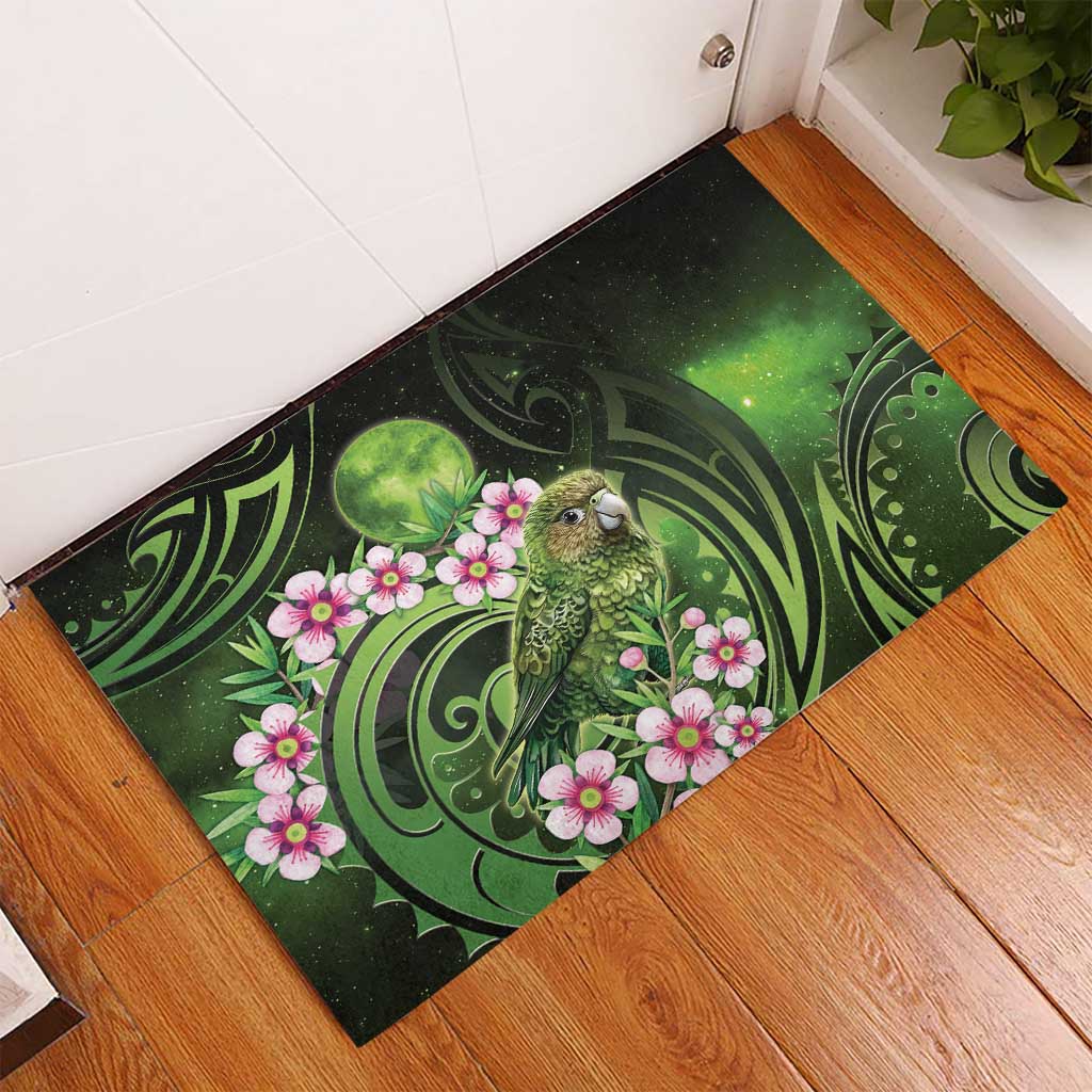 New Zealand Aotearoa Kakapo Rubber Doormat Maori Pattern With Manuka Galaxy Style - Polynesian Pride