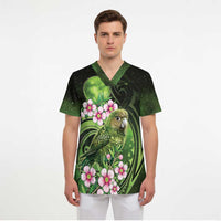 New Zealand Aotearoa Kakapo Scrub Top Maori Pattern With Manuka Galaxy Style LT05 - Polynesian Pride