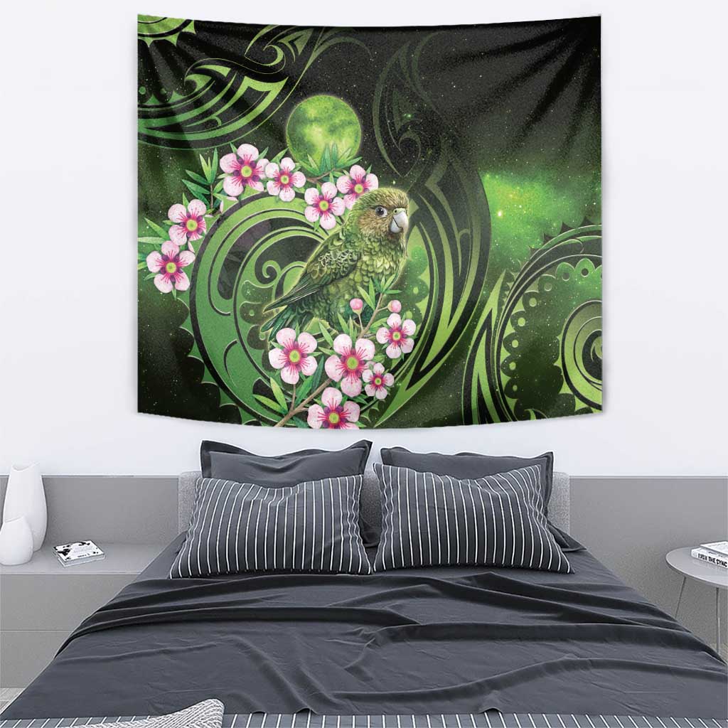 New Zealand Aotearoa Kakapo Tapestry Maori Pattern With Manuka Galaxy Style - Polynesian Pride
