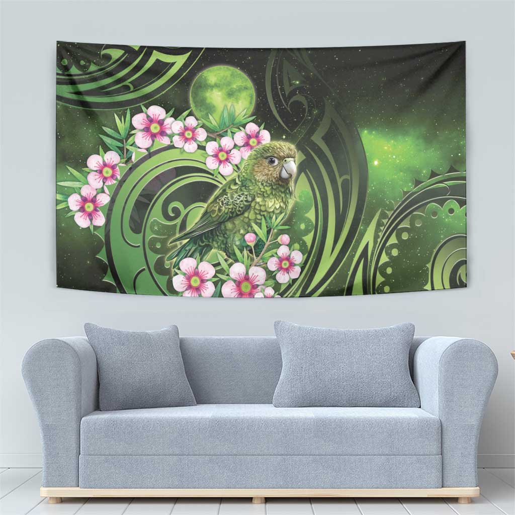 New Zealand Aotearoa Kakapo Tapestry Maori Pattern With Manuka Galaxy Style - Polynesian Pride