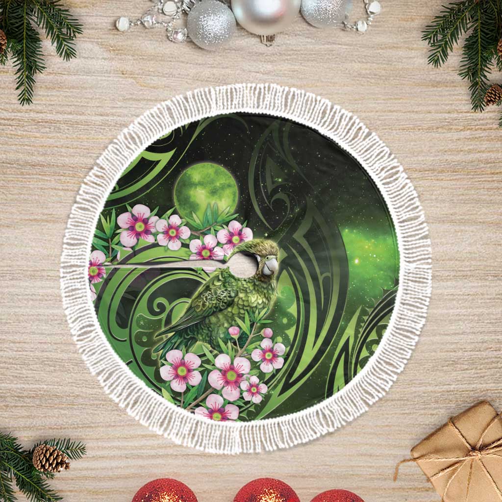 New Zealand Aotearoa Kakapo Tree Skirt Maori Pattern With Manuka Galaxy Style - Polynesian Pride