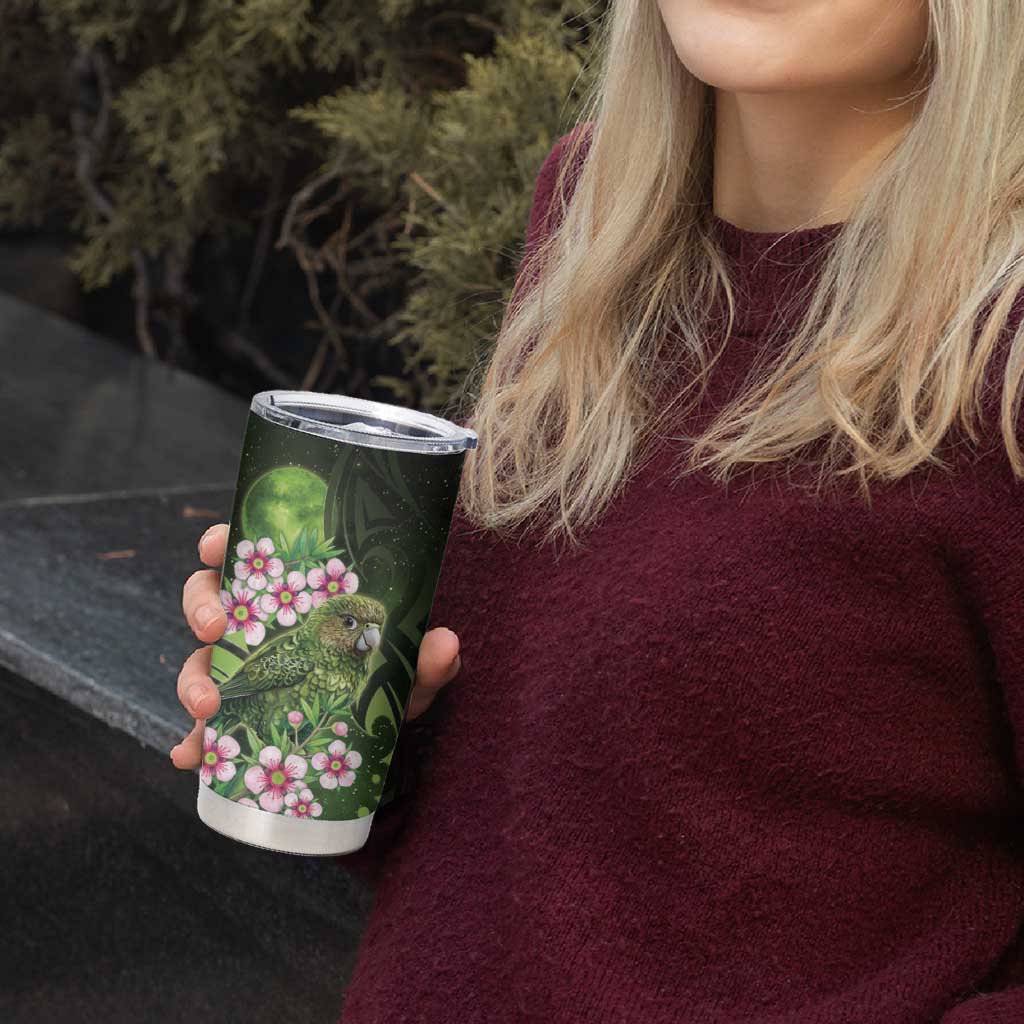New Zealand Aotearoa Kakapo Tumbler Cup Maori Pattern With Manuka Galaxy Style - Polynesian Pride