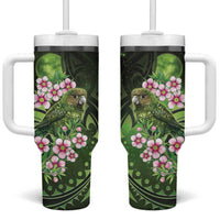 New Zealand Aotearoa Kakapo Tumbler With Handle Maori Pattern With Manuka Galaxy Style - Polynesian Pride