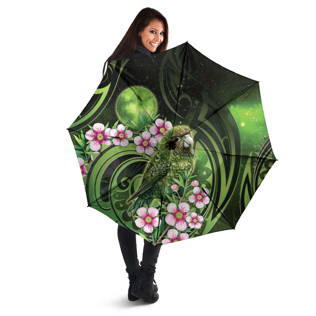 New Zealand Aotearoa Kakapo Umbrella Maori Pattern With Manuka Galaxy Style LT05 - Polynesian Pride