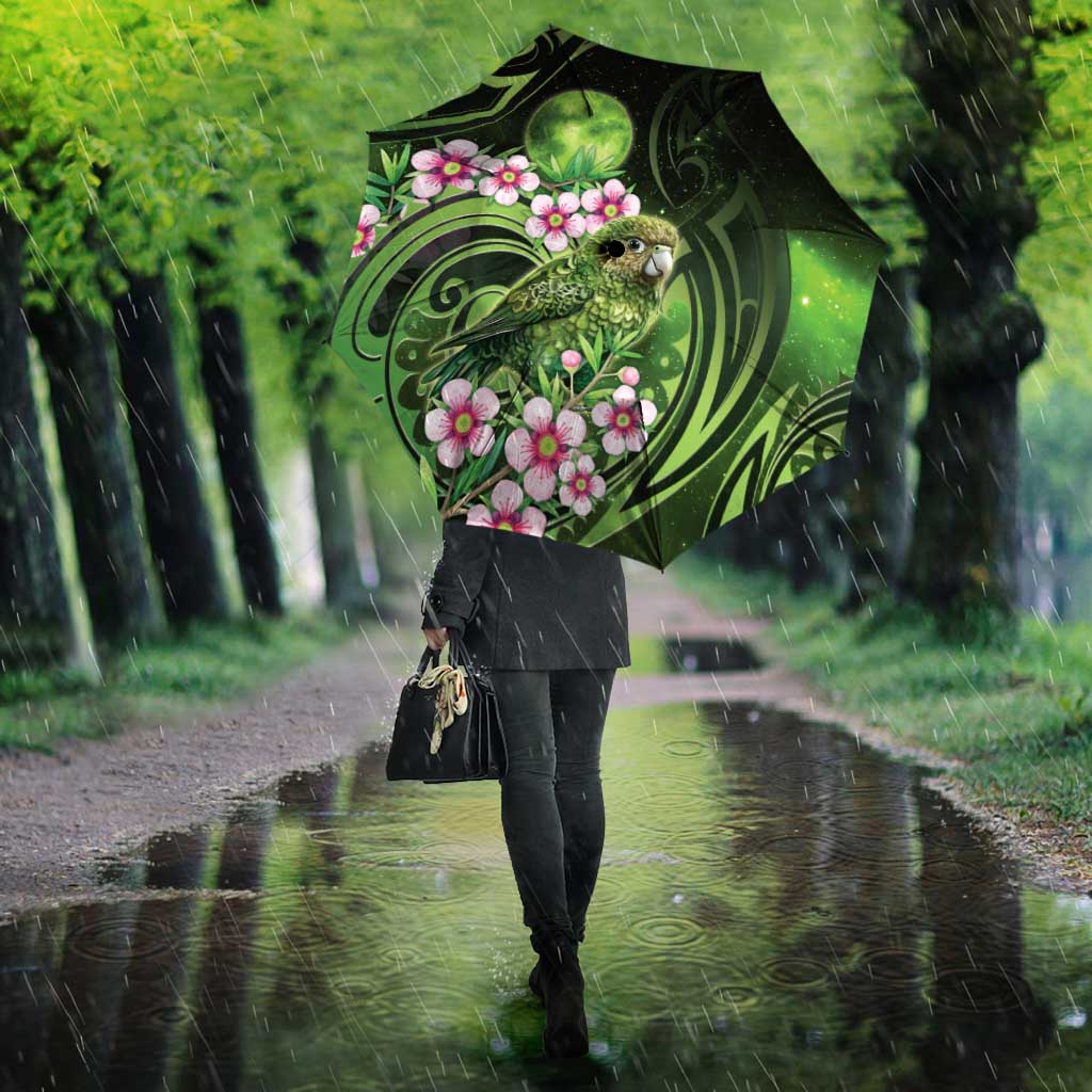 New Zealand Aotearoa Kakapo Umbrella Maori Pattern With Manuka Galaxy Style LT05 - Polynesian Pride