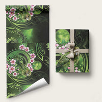 New Zealand Aotearoa Kakapo Wrapping Paper Maori Pattern With Manuka Galaxy Style LT05 58" × 23" Green - Polynesian Pride