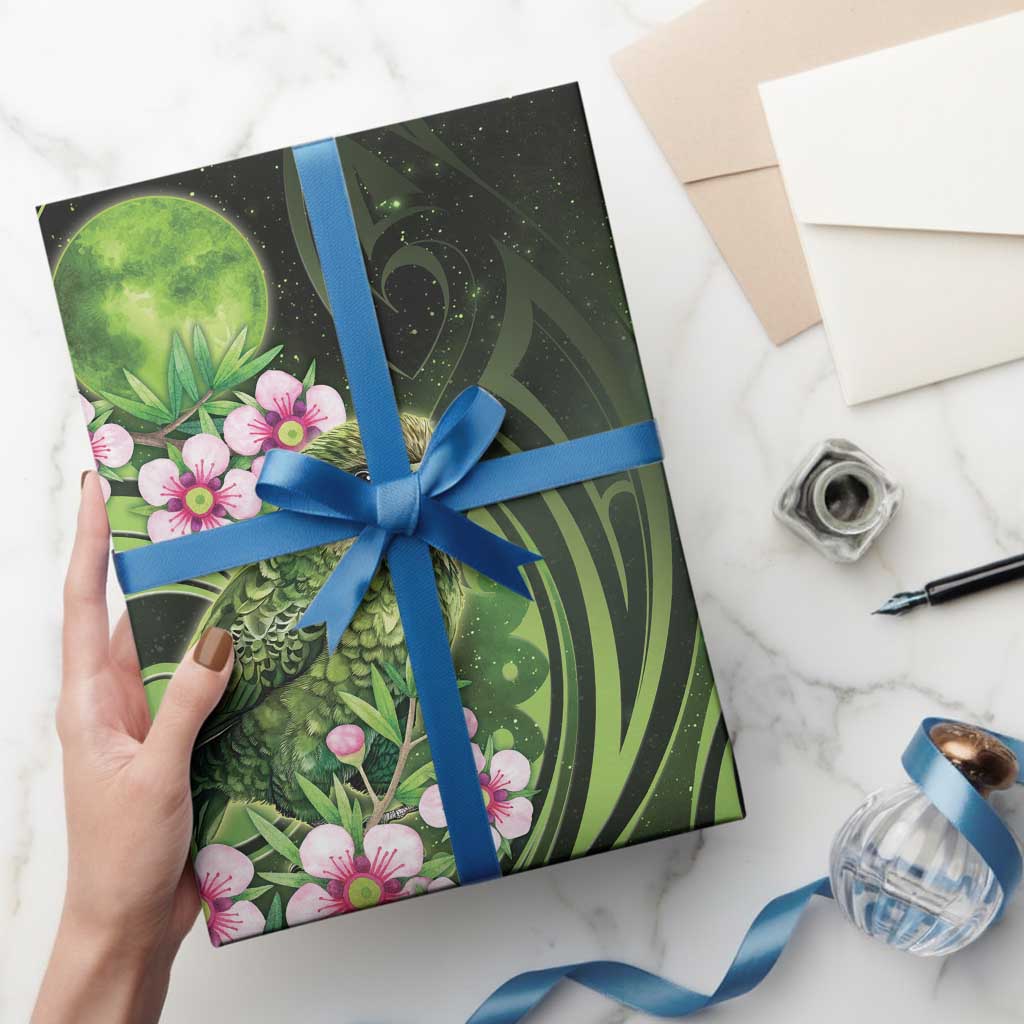 New Zealand Aotearoa Kakapo Wrapping Paper Maori Pattern With Manuka Galaxy Style LT05 - Polynesian Pride