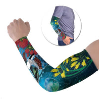 New Zealand Tui Bird Arm Sleeves Maori Koru With Pohutukawa Galaxy Style - Polynesian Pride
