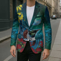 New Zealand Tui Bird Blazer Maori Koru With Pohutukawa Galaxy Style - Polynesian Pride