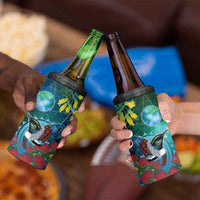 New Zealand Tui Bird 4 in 1 Can Cooler Tumbler Maori Koru With Pohutukawa Galaxy Style - Polynesian Pride