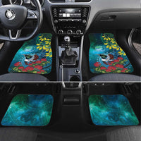 New Zealand Tui Bird Car Mats Maori Koru With Pohutukawa Galaxy Style - Polynesian Pride