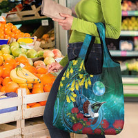 New Zealand Tui Bird Grocery Bag Maori Koru With Pohutukawa Galaxy Style - Polynesian Pride