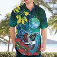 New Zealand Tui Bird Hawaiian Shirt Maori Koru With Pohutukawa Galaxy Style LT05 - Polynesian Pride