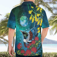 New Zealand Tui Bird Hawaiian Shirt Maori Koru With Pohutukawa Galaxy Style LT05 - Polynesian Pride