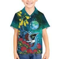 New Zealand Tui Bird Hawaiian Shirt Maori Koru With Pohutukawa Galaxy Style LT05 - Polynesian Pride