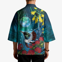 New Zealand Tui Bird Kimono Maori Koru With Pohutukawa Galaxy Style - Polynesian Pride