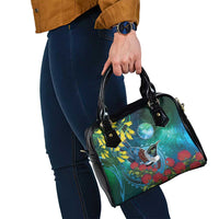New Zealand Tui Bird Shoulder Handbag Maori Koru With Pohutukawa Galaxy Style - Polynesian Pride