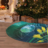 New Zealand Tui Bird Tree Skirt Maori Koru With Pohutukawa Galaxy Style - Polynesian Pride