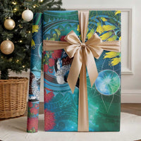 New Zealand Tui Bird Wrapping Paper Maori Koru With Pohutukawa Galaxy Style LT05 - Polynesian Pride