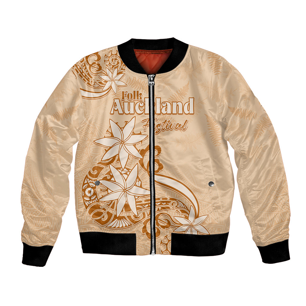 Personalised New Zealand Auckland Folk Festival Bomber Jacket Vintage Style LT05 Unisex Brown - Polynesian Pride