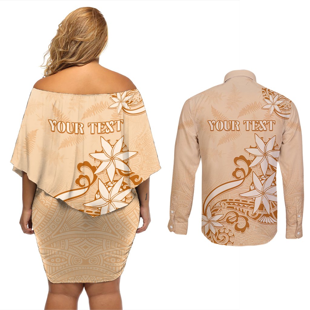 Personalised New Zealand Auckland Folk Festival Couples Matching Off Shoulder Short Dress and Long Sleeve Button Shirt Vintage Style LT05 - Polynesian Pride