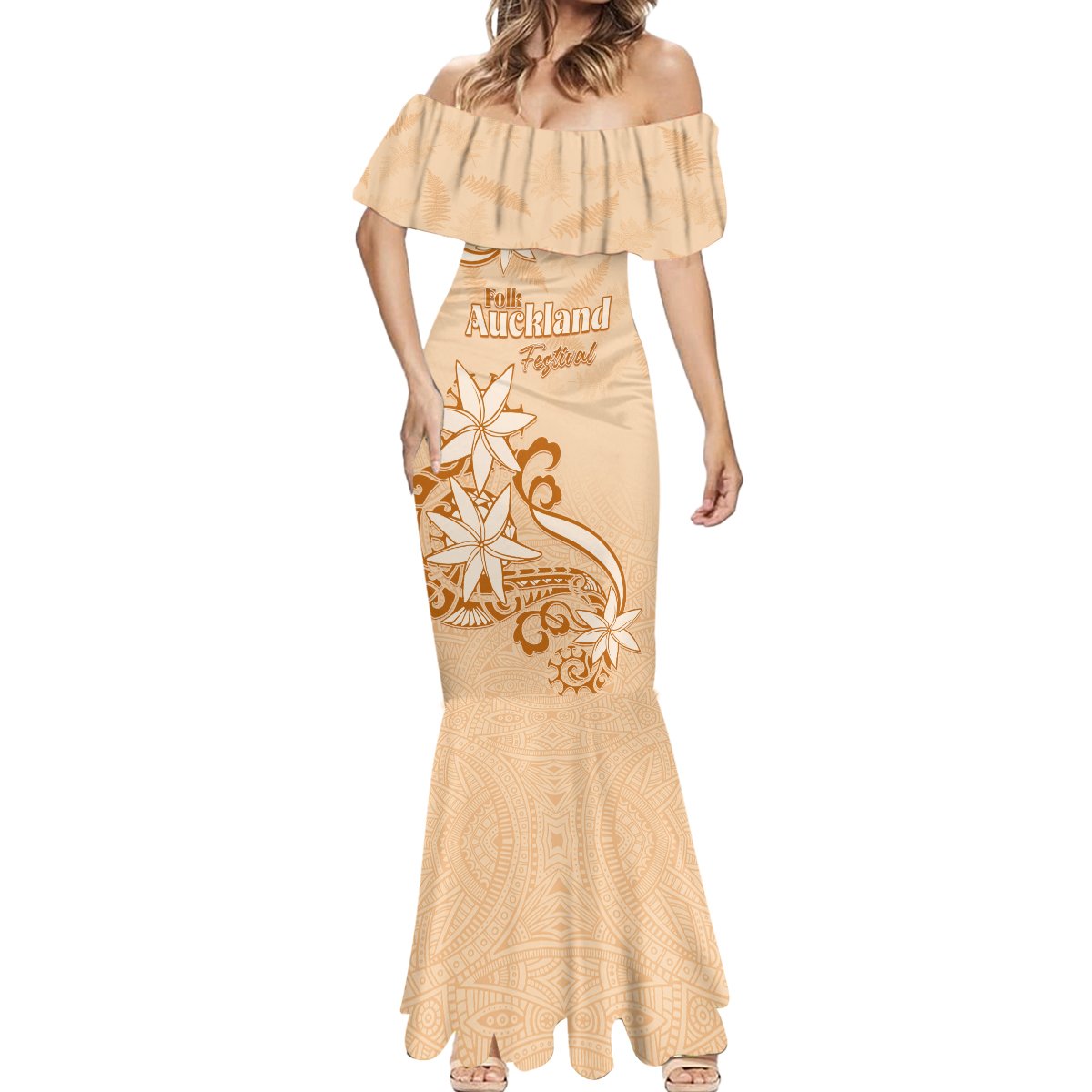 Personalised New Zealand Auckland Folk Festival Mermaid Dress Vintage Style LT05 - Polynesian Pride