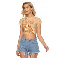 Personalised New Zealand Auckland Folk Festival Raglan Cropped T Shirt Vintage Style LT05 Female Brown - Polynesian Pride