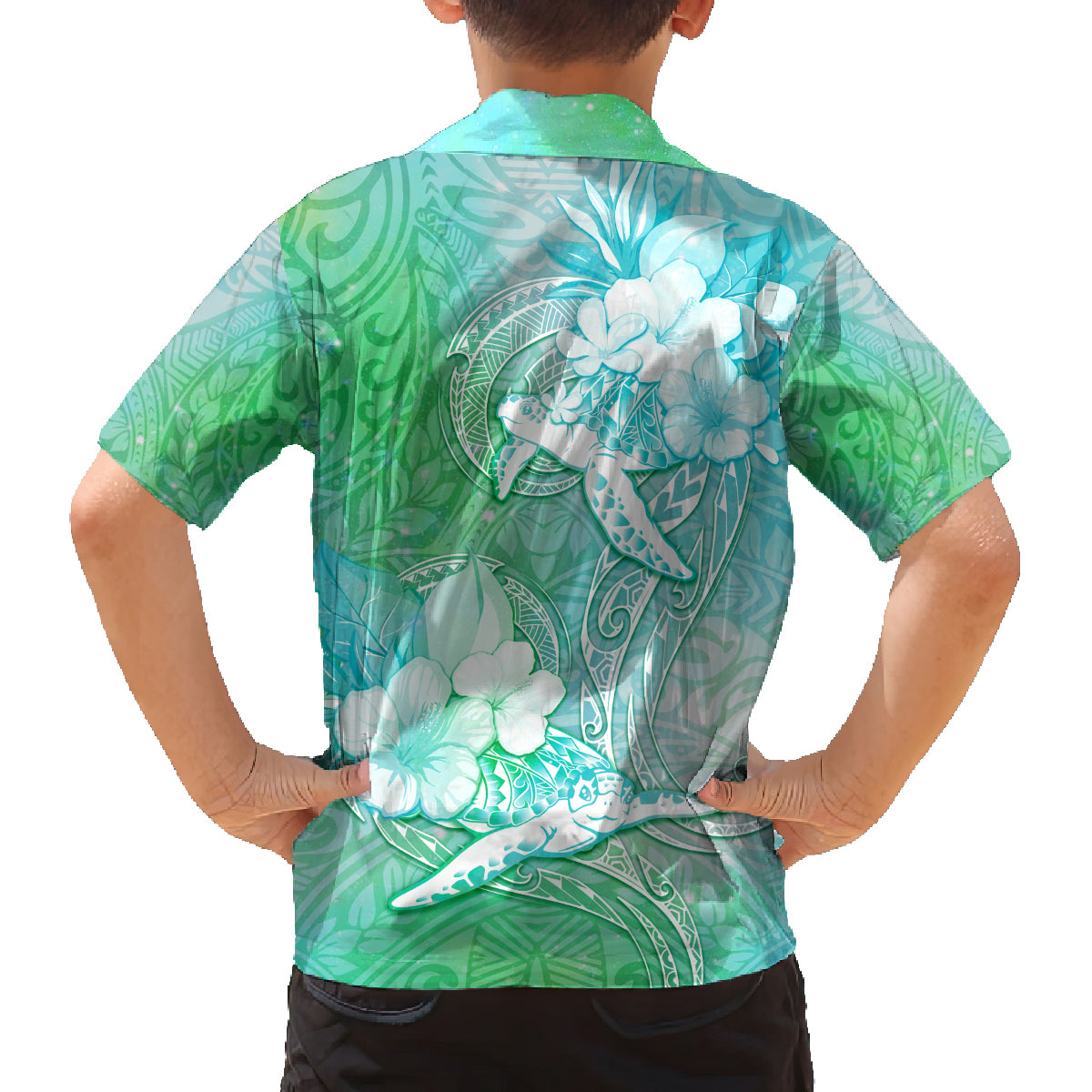 Couple Sea Turtle One Love One Heart Family Matching Puletasi Dress and Hawaiian Shirt LT05 - Polynesian Pride