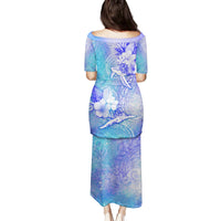 Couple Blue Sea Turtle Heart Love Family Matching Puletasi Dress and Hawaiian Shirt LT05 - Polynesian Pride